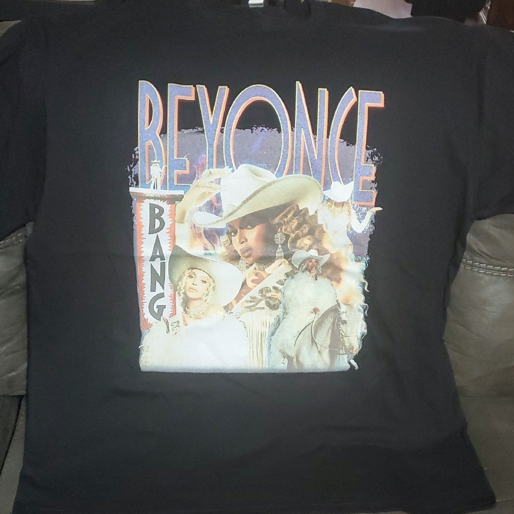 Black Graphic T-Shirt with Cowboy Print